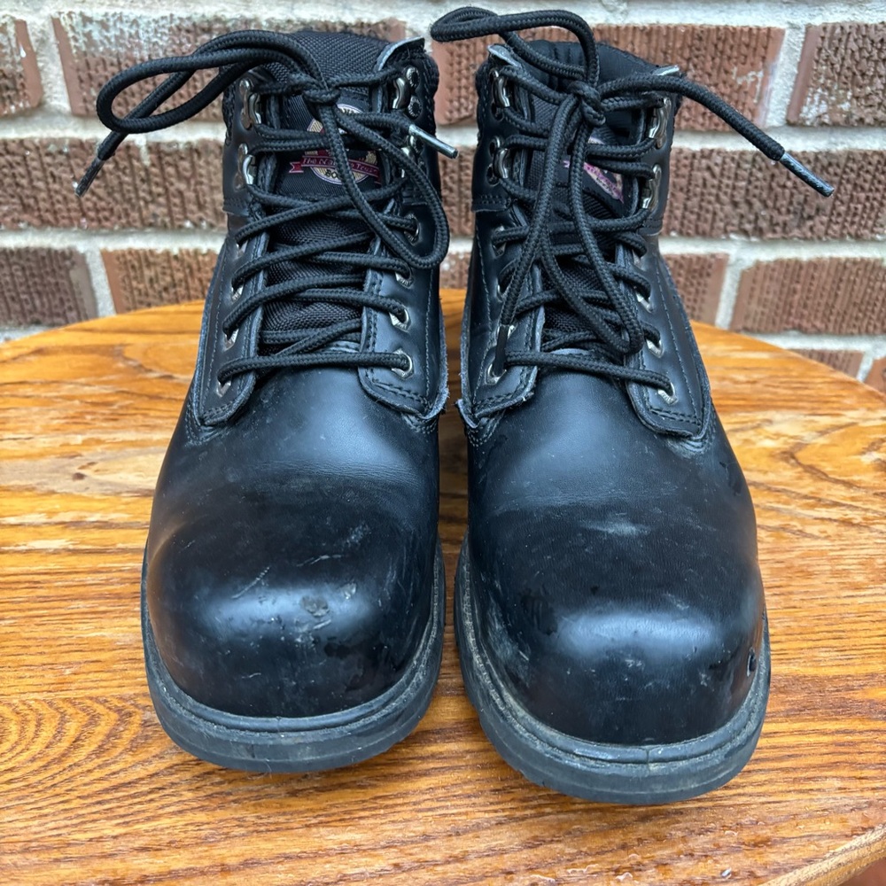 BRAHMA men's heavy duty steel toe leather upper black work boots Sz 10.5 W - Picture 3 of 10